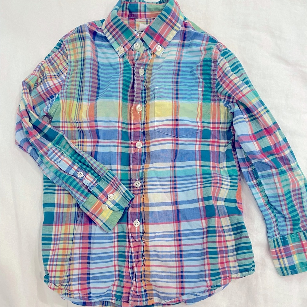 J.Crew Crewcuts madras plaid button down shirt